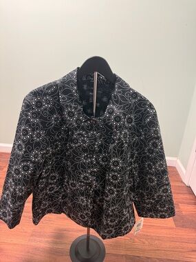 Style & Co. Black Jacket with White Floral Dot Motif